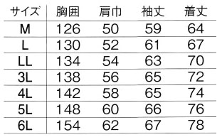 【全3色】防水極寒ブルゾン(耐水性10,000m/m) サイズ詳細