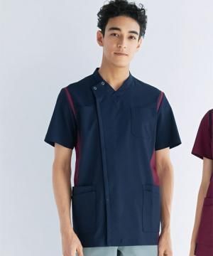 【全6色】メンズスクラブ（前開き・制菌・ストレッチ）