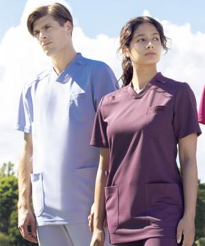 スクラブ（男女兼用/透け防止・吸汗性・制電・ストレッチ・工業洗濯可）