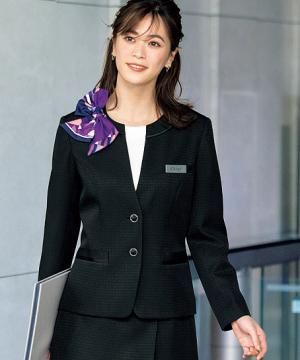 【全1色】ノーカラージャケット（抗菌防臭加工・グリッタードット）