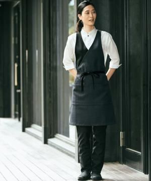 【全2色】胸当て和エプロン（クロスタイプ・前中心丈：73cm）