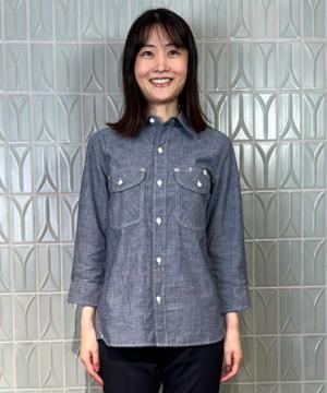 【Lee】レディスシャンブレー七分袖シャツ