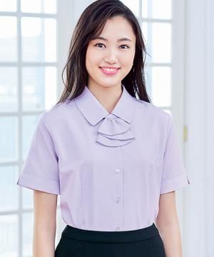 【全3色】華やかリボン付半袖ブラウス（吸水速乾・UVカット）