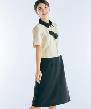 【MARY QUANT】全2色・ワンピース（防シワ・タイ取り外し可能）