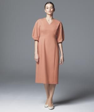 【全4色】ボリューム袖ワンピース（透防止・ストレッチ・制電・制菌・UVカット・吸汗速乾）