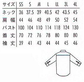 【3色】ボタンダウンシャツ(七分袖)〔兼用〕 サイズ詳細