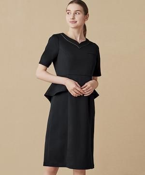 【MICHEL KLEIN】全3色・ペプラムワンピース（ストレッチ・制電）