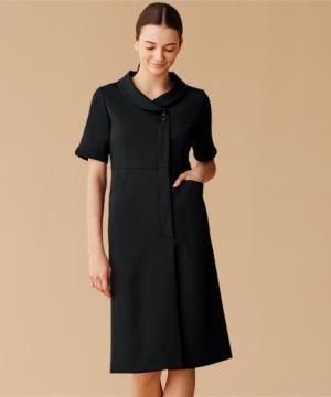 【MICHEL KLEIN】全3色・ ワンピース（前あき・透防止・ストレッチ・制電・制菌・工業洗濯対応）