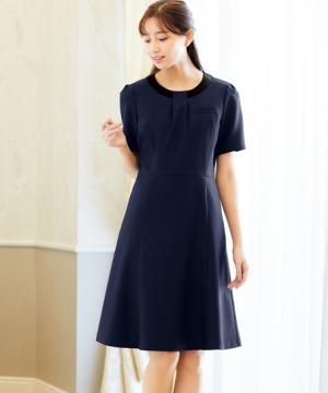 【全3色】ツイード調ワンピース（吸汗速乾・制電・ストレッチ・工業洗濯対応）