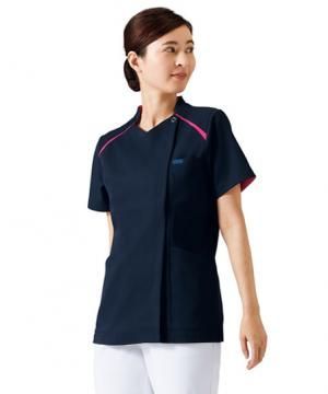 【全3色】ジップスクラブ（肩ニット・スレンダーシルエット・レディース）