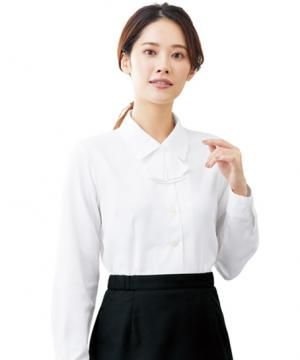 【3色】長袖ブラウス・リボン付 (透け防止・洗濯機可)
