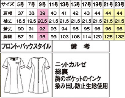 ワンピース(ニットカルゼ) サイズ詳細