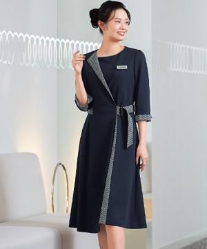 和モダンワンピース（麻の葉柄・ストレッチ・消臭・七分袖）