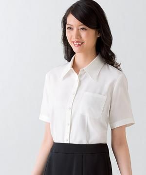 【全10色】半袖シャツブラウス(防汚加工・形態安定)