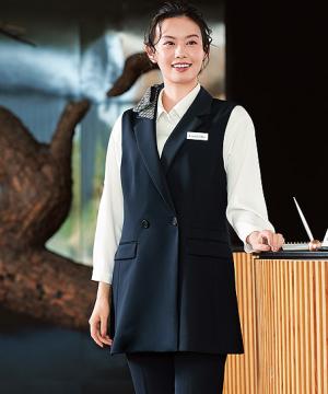 和モダンロングベスト（麻の葉柄・ストレッチ・消臭）