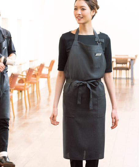 レストラン・カフェ・飲食用 【全3色】胸当てエプロン(首掛け/男女兼用)