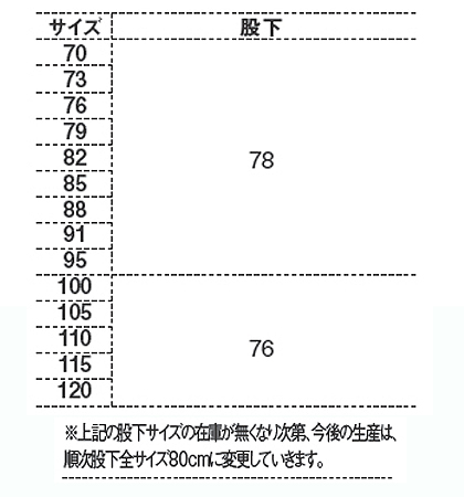 ワンタックラットズボン(抗菌・防臭) サイズ詳細