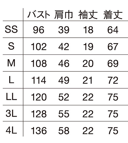 抗ウイルス加工スクラブ(男女兼用) サイズ詳細