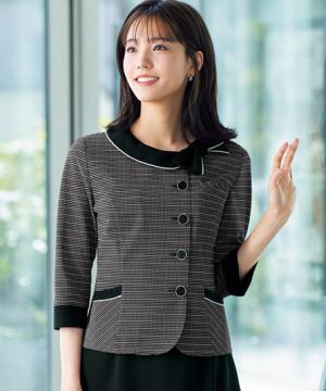 【全1色】七分袖オーバーブラウス（キャンディボーダー）