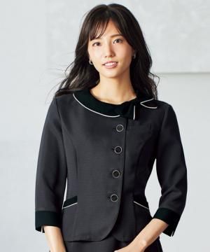 【全2色】七分袖オーバーブラウス（シャドーボーダー/～25号あり）