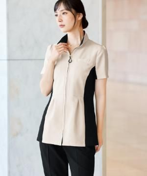 【LA BEAUTE】全2色・チュニックジャケット（シャドウスタイル/ストレッチ・透防・吸汗速乾）～21号あり