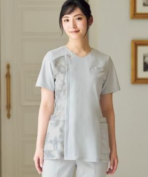 【LA BEAUTE×舞川あいく】スクラブ（大理石プリント配色・ストレッチ・吸汗速乾・レディス）