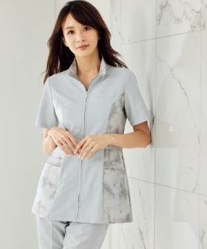 【LA BEAUTE×舞川あいく】チュニックジャケット（大理石プリント配色・ストレッチ・吸汗速乾）