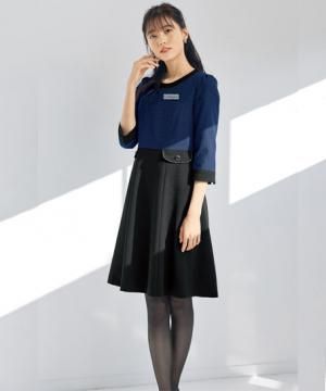 【全1色】七分袖ワンピース（アクアグルーシリーズ）