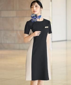 【LA BEAUTE】全2色・丸襟ワンピース（シャドウスタイル/ストレッチ・透防・吸汗速乾）