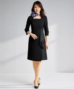 【全3色】ラッフル付きワンピース（アテナシリーズ・七分袖・カスタマイズ可能）