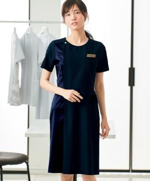 【LA BEAUTE】全3色・サテン配色ワンピース（裏地なし・ストレッチ・吸汗速乾）