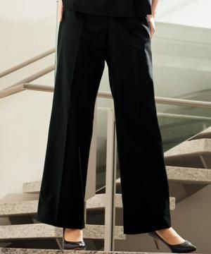 【全2色】ワイドパンツ（ストレッチ・後ろゴム仕様）