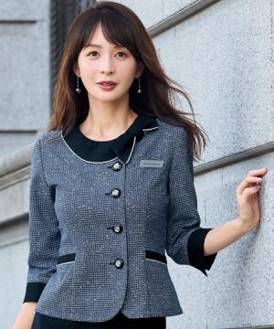 【全２色】七分袖ソフトジャケット（ツイード素材・春夏仕様）