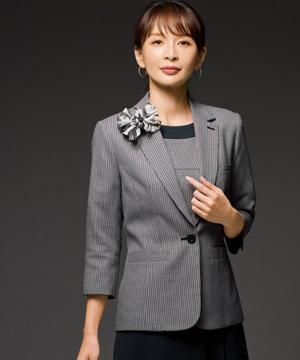 【全2色】七分袖ジャケット（ジュエリーストライプ）