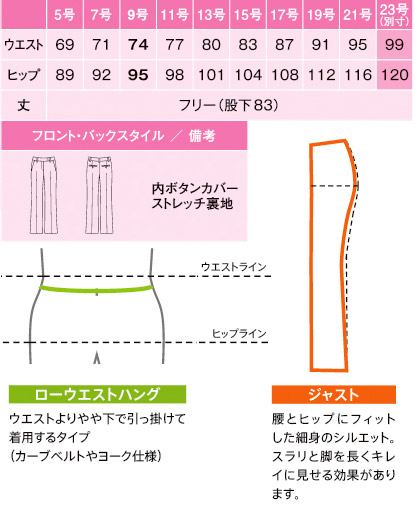 フレアストレートパンツ サイズ詳細