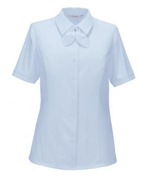 【全4色】リボン付き半袖ブラウス（ストレッチ・吸汗・速乾・防汚・UVカット・透けにくい・ニット）