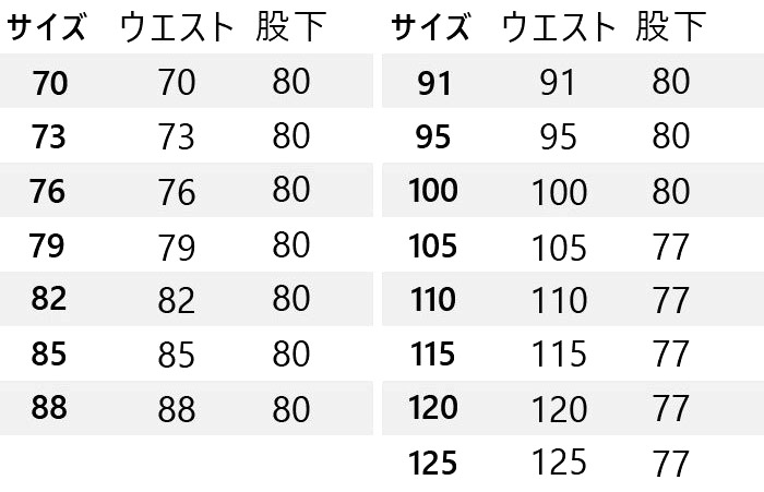 【BURTLEバートル】ワークパンツ(エコ・制電) サイズ詳細