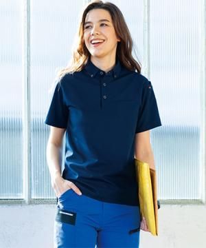 【BURTLE】全5色・半袖ボタンダウンシャツ（制電・ストレッチ・吸汗速乾・消臭・エコ素材・男女兼用）