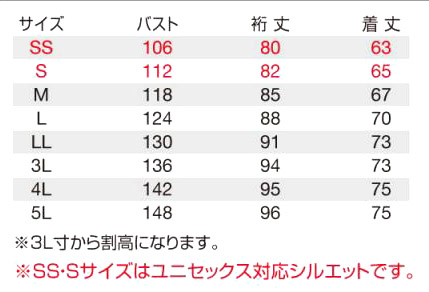 【BURTLEバートル】防寒ブルゾン(全天候型保温素材) サイズ詳細