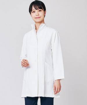 レディースドクターコート白衣（シングル/透け防止・防汚・制菌）