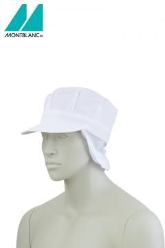 天メッシュ八角帽子たれ付 白