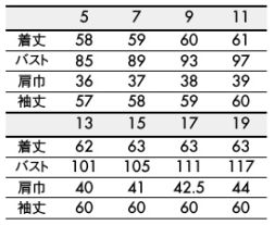 レディスジャケット(スッキリシルエット・裏地付) サイズ詳細