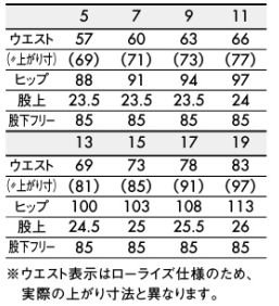 レディスパンツ(スッキリシルエット・ノータック・裏地付) サイズ詳細