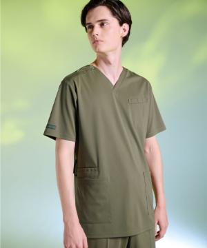 【ナガイレーベン】メンズスクラブ（接触冷感・制菌・防皺性・吸水・防汚・エアーアームカット）