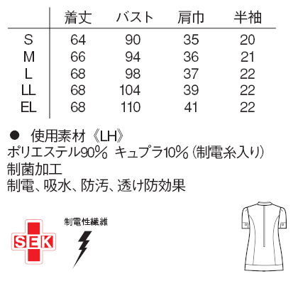 【ナガイレーベン】ペンタゴンネックチュニック サイズ詳細
