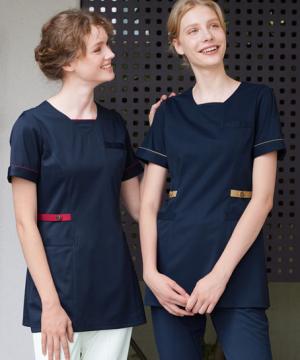 【ナガイレーベン】チュニック（配色ベルト・接触冷感・ストレッチ・吸汗性・吸湿性）