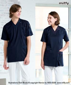 【ミッフィー×ナガイレーベン】男女兼用スクラブ（左袖キャラクター刺繍）