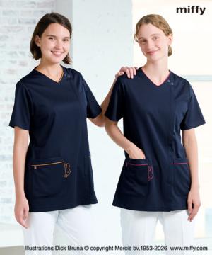 【ミッフィー×ナガイレーベン】女子スクラブ（右脇ポケットキャラクター刺繍）