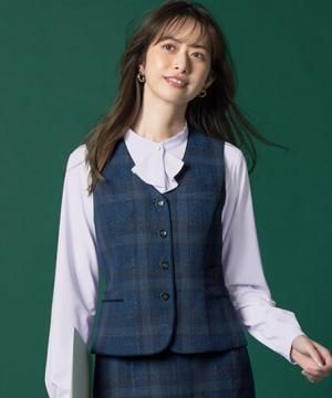 【Tio Tioプレミアム】チェックベスト（背ベルト付き）