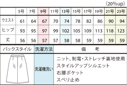 【2色】Aラインスカート(リフレッシングボーダー) サイズ詳細